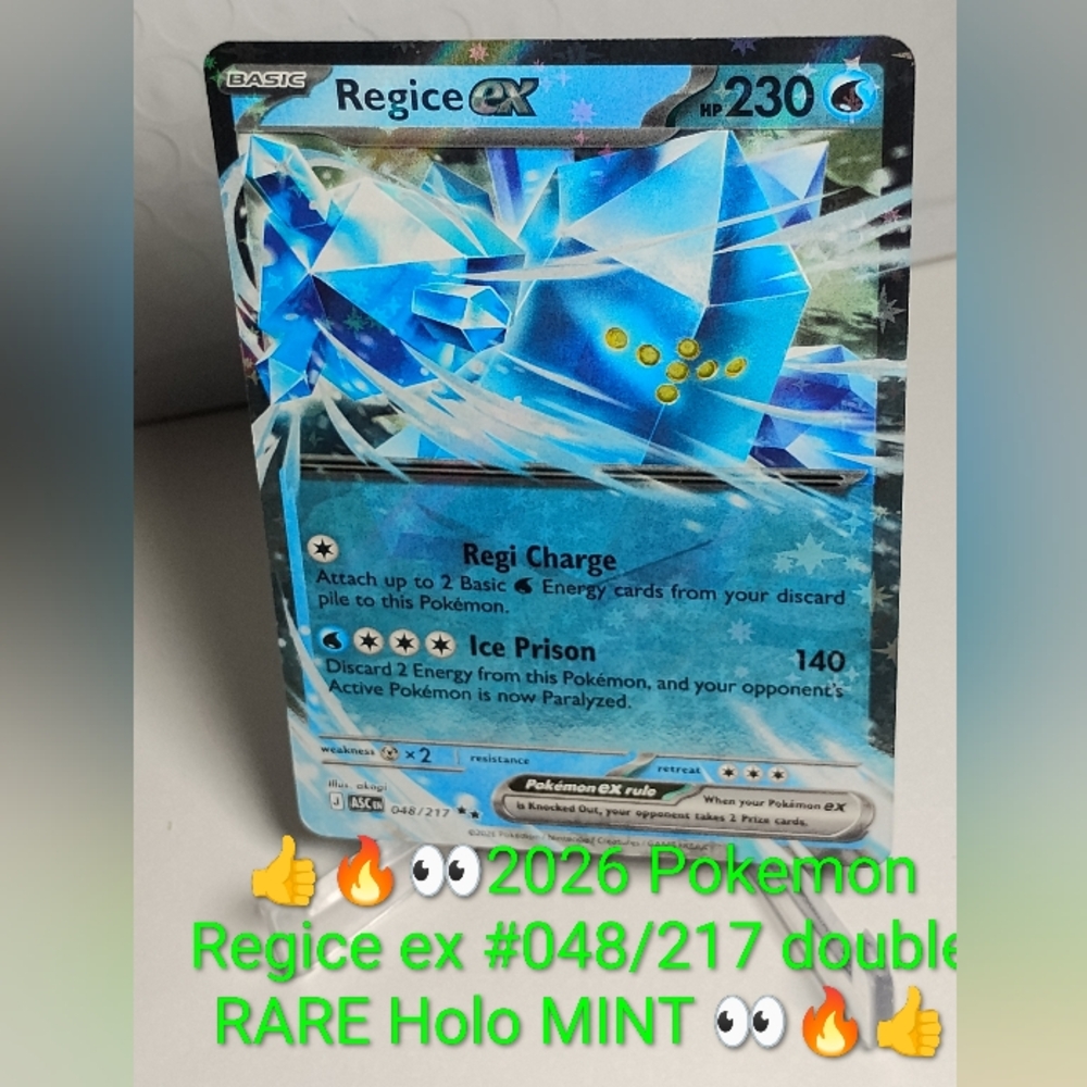 Pokemon Regice ex Holo Card - Blue 2026 Double Star HOLO PROMO 048/217